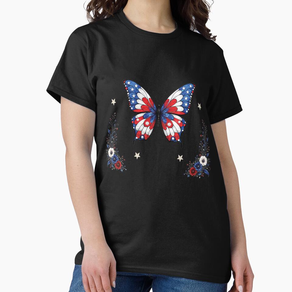 Red White Blue Butterfly Art by Artishal