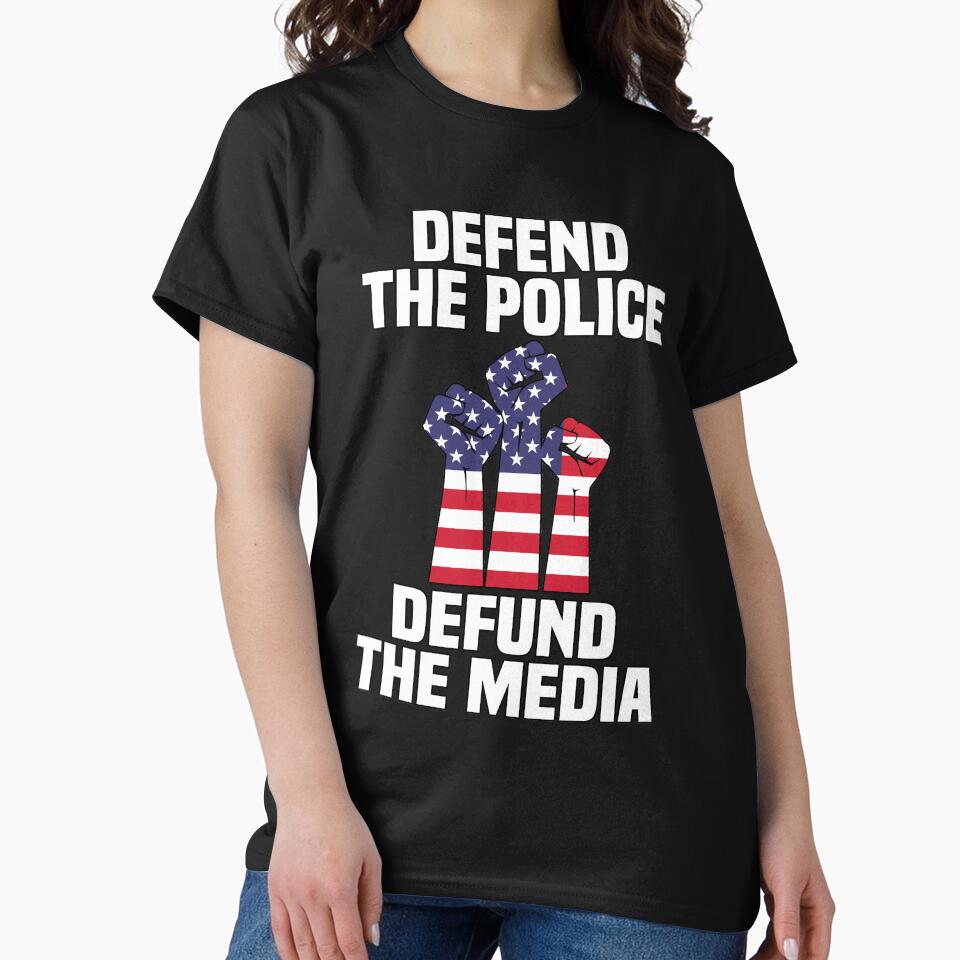 Defend the Police Defund the Media American Flag Fist by Noahlaz