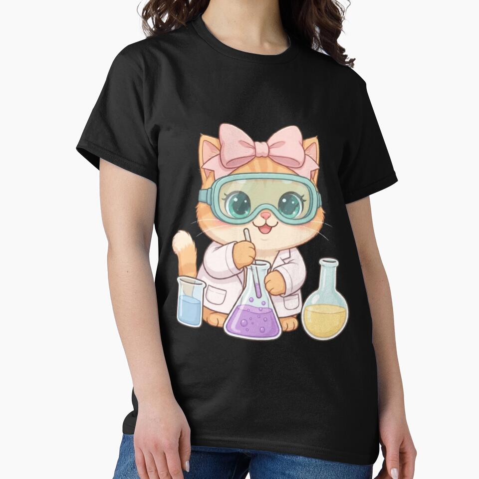 Kawaii Science Cat Girl Doing Chemistry Experiment by Moody Vibes Studio