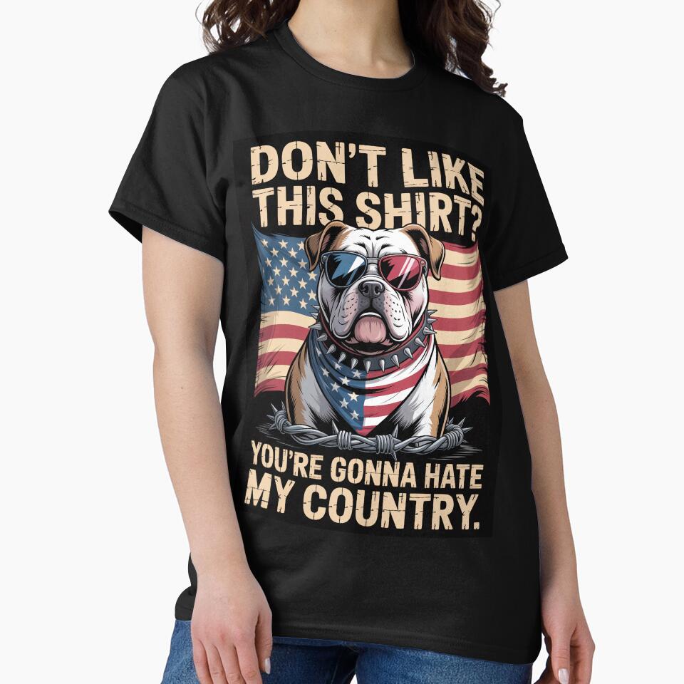 Patriotic Bulldog Vintage American Flag by OldGloryForge