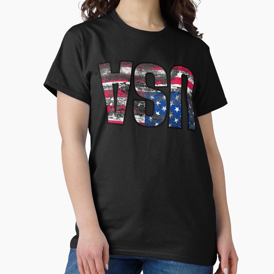 Vintage USA American Flag Retro Style Classic T-Shirt by Happy Paw Studio Co.