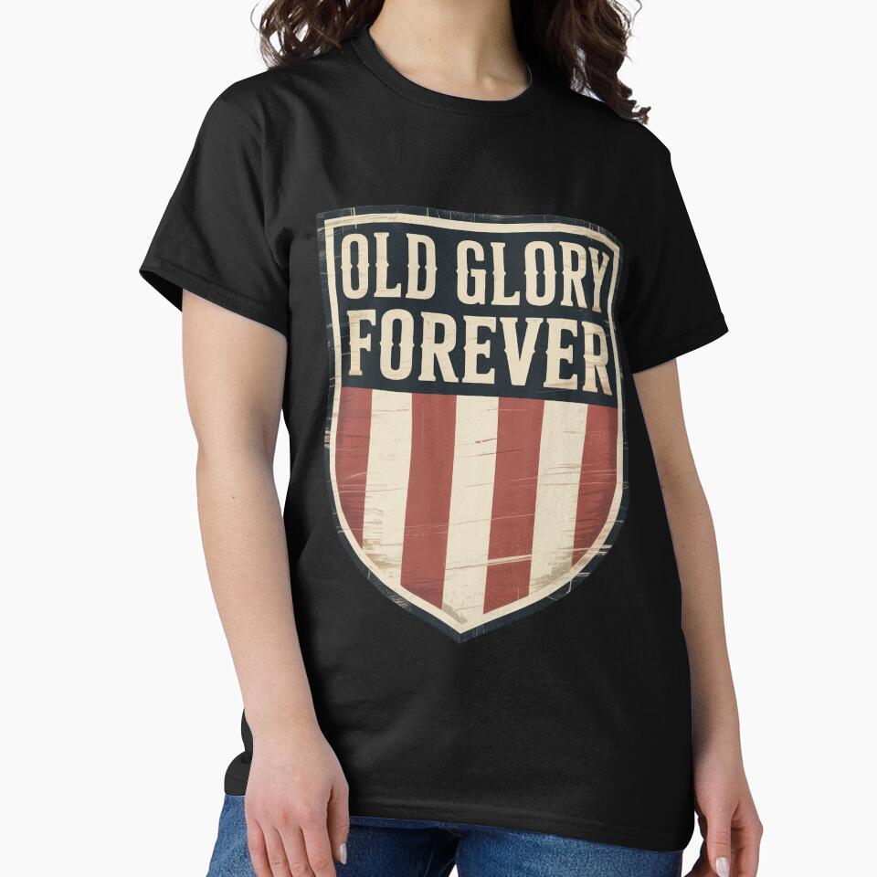 Old Glory Forever Retro Patriotic Crest Badge by OldGloryForge