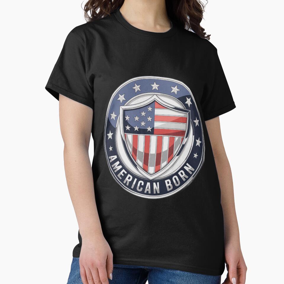 American Born Chrome Shield Patriotic Star Ring Emblem by OldGloryForge