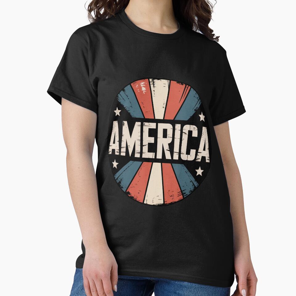 Distressed Americana Emblem – Retro 70s Patriotic Circular Badge by OldGloryForge