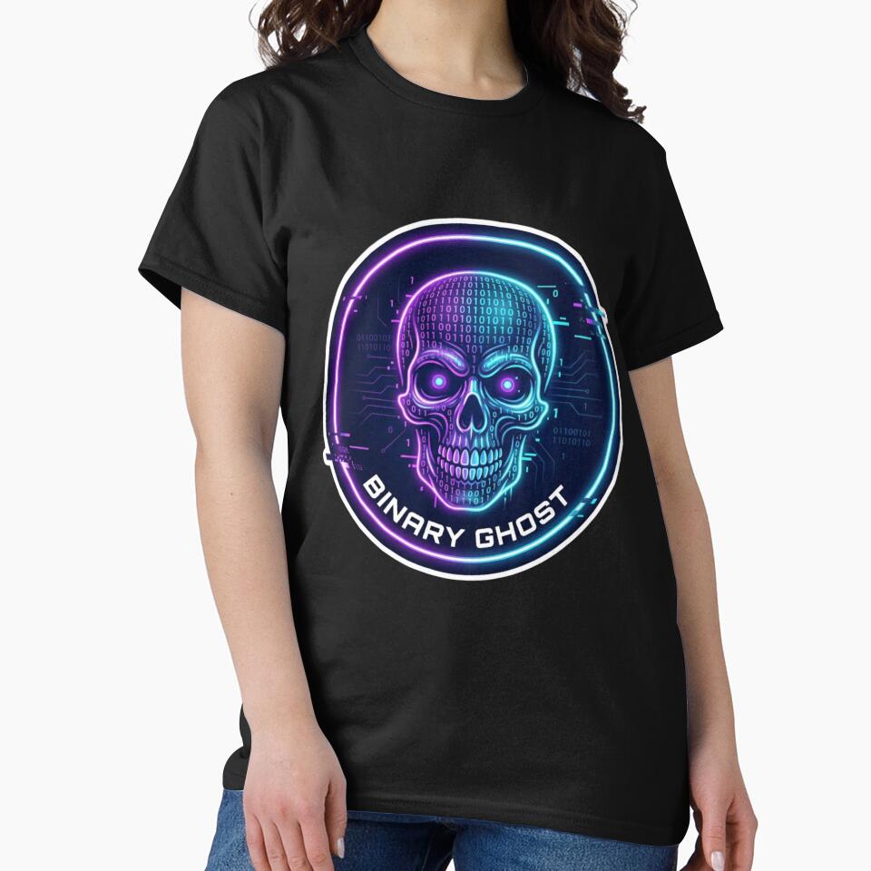 Binary Code Skull Cyberpunk Hacker Design by KurtByteStudio
