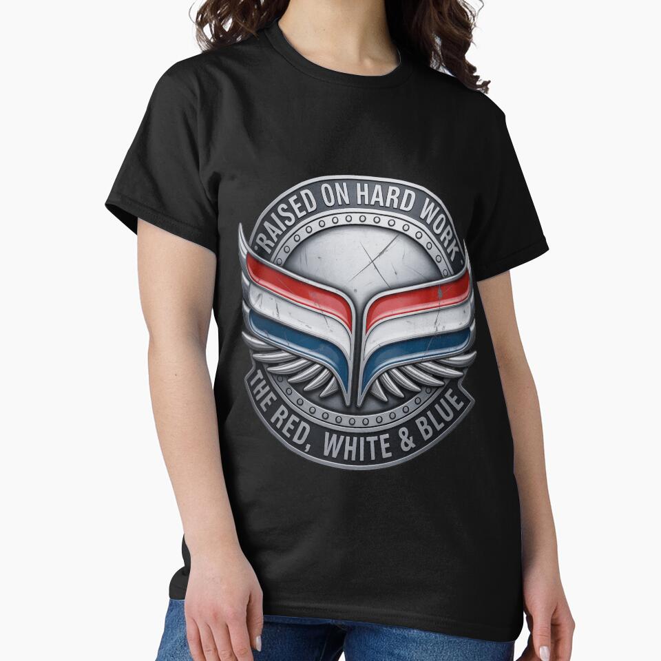 Raised on Hard Work Chrome Badge Patriotic by OldGloryForge
