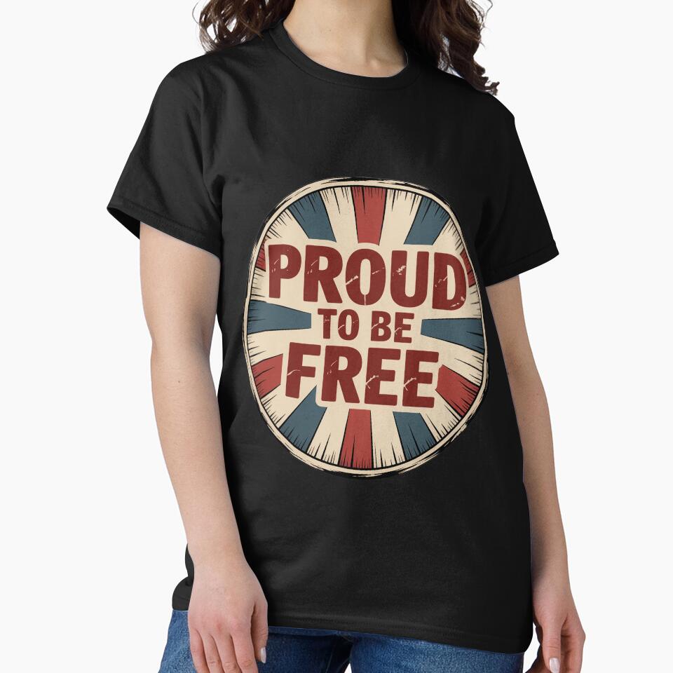 Proud To Be Free Retro Patriotic Sunburst Badge by OldGloryForge