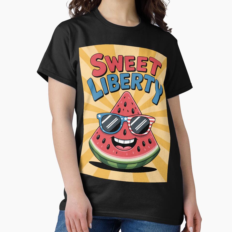Sweet Liberty – Patriotic Watermelon Cartoon by OldGloryForge
