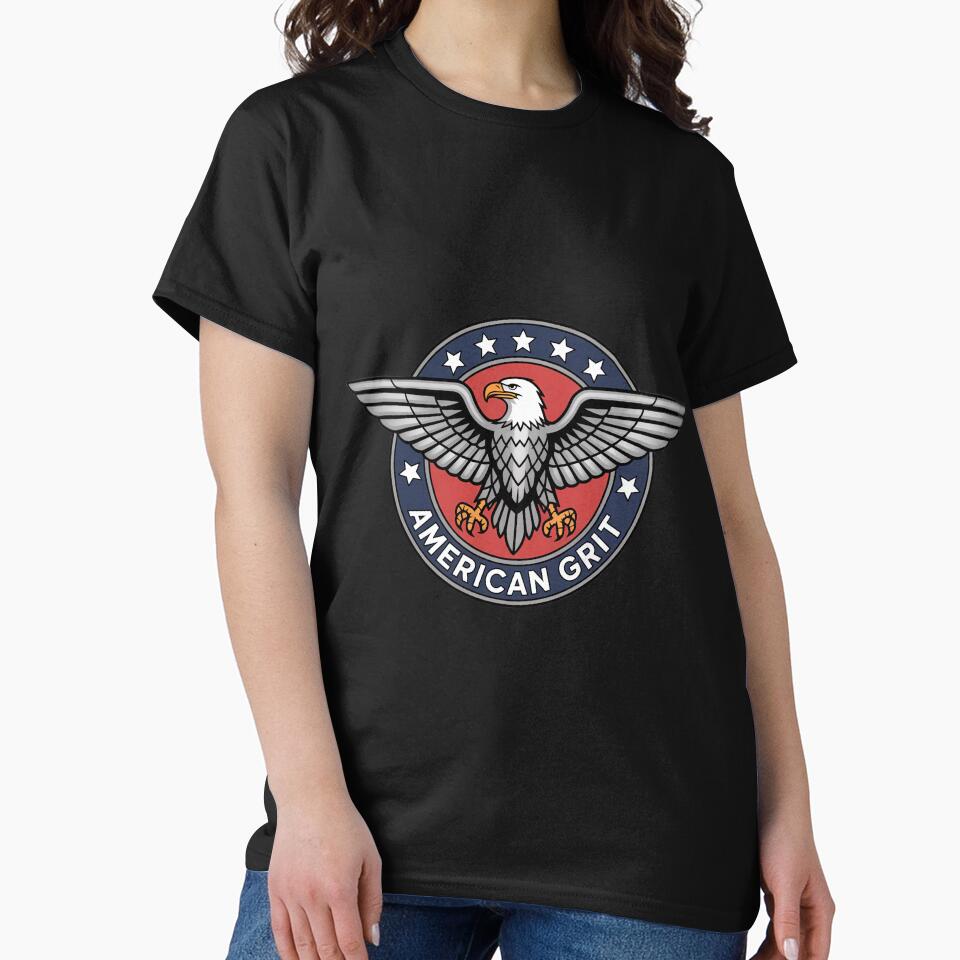 American Grit Eagle Emblem Vintage Patriotic Badge Design by OldGloryForge