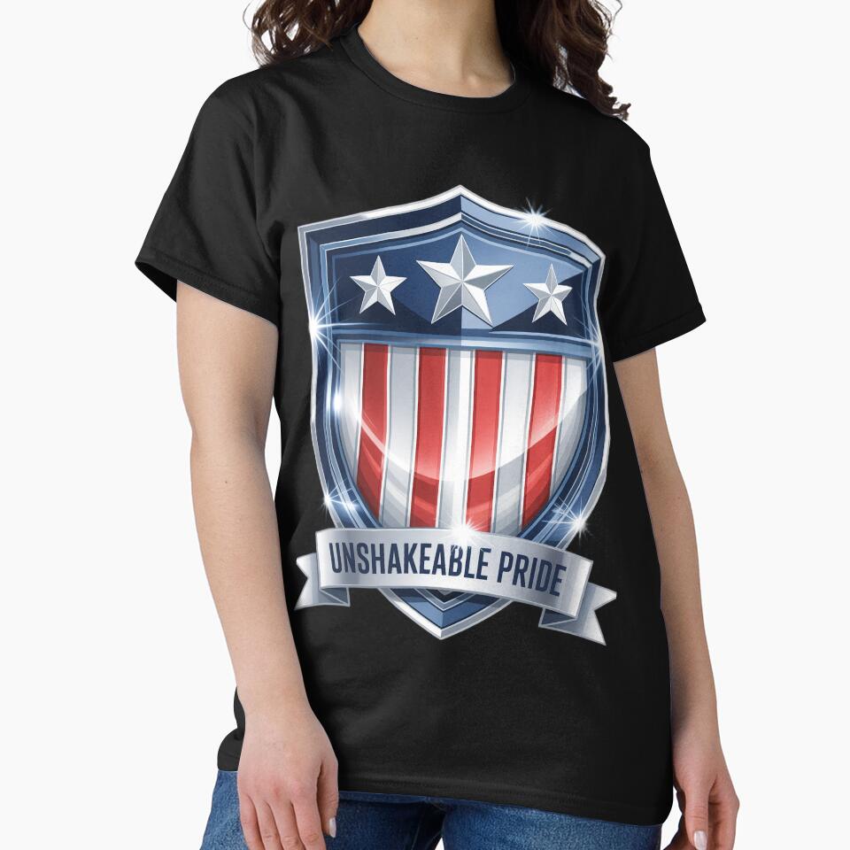 Unshakeable Pride Chrome Shield Patriotic Star Emblem by OldGloryForge