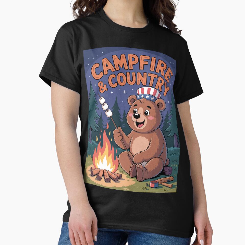 Cute Camping Bear – “Campfire & Country” by OldGloryForge