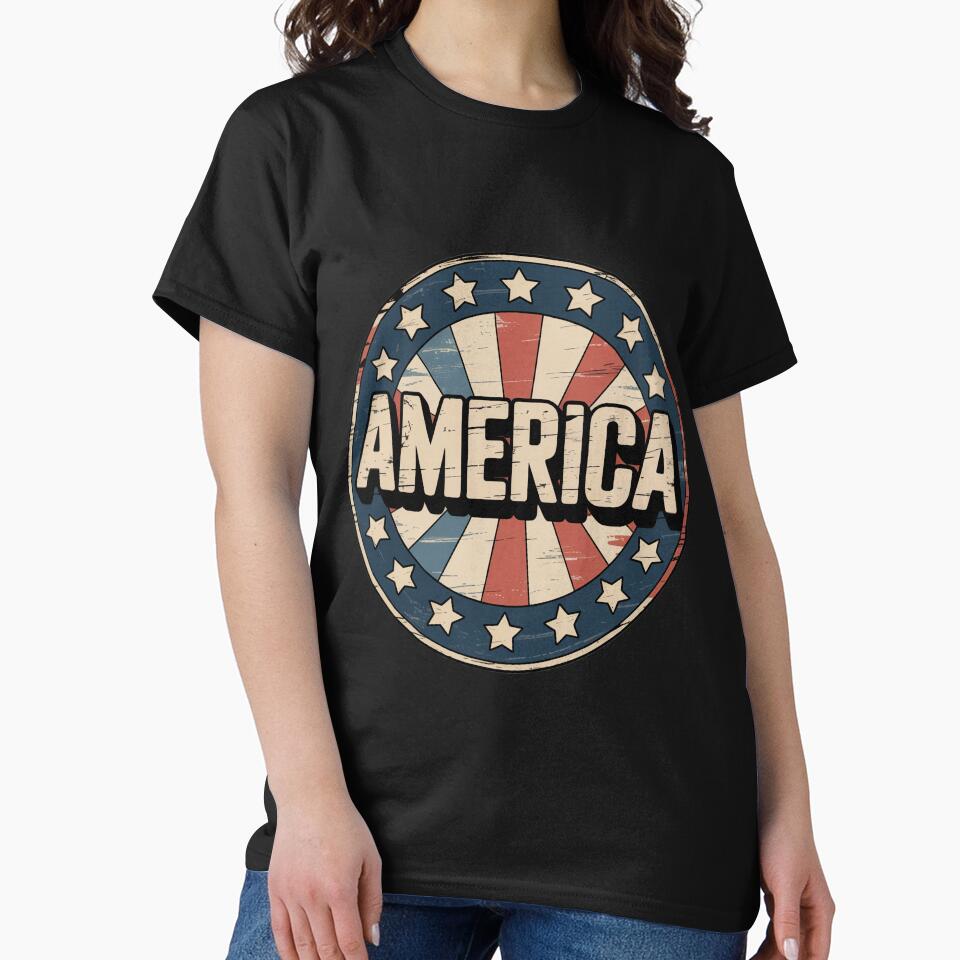 Retro 70s Patriotic Badge – Distressed Stars and Stripes Americana by OldGloryForge