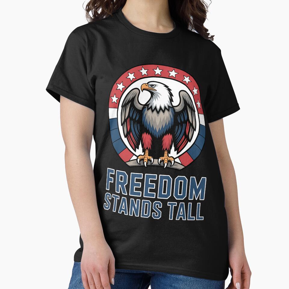 Freedom Stands Tall – Upright Steel Eagle Patriotic Badge by OldGloryForge