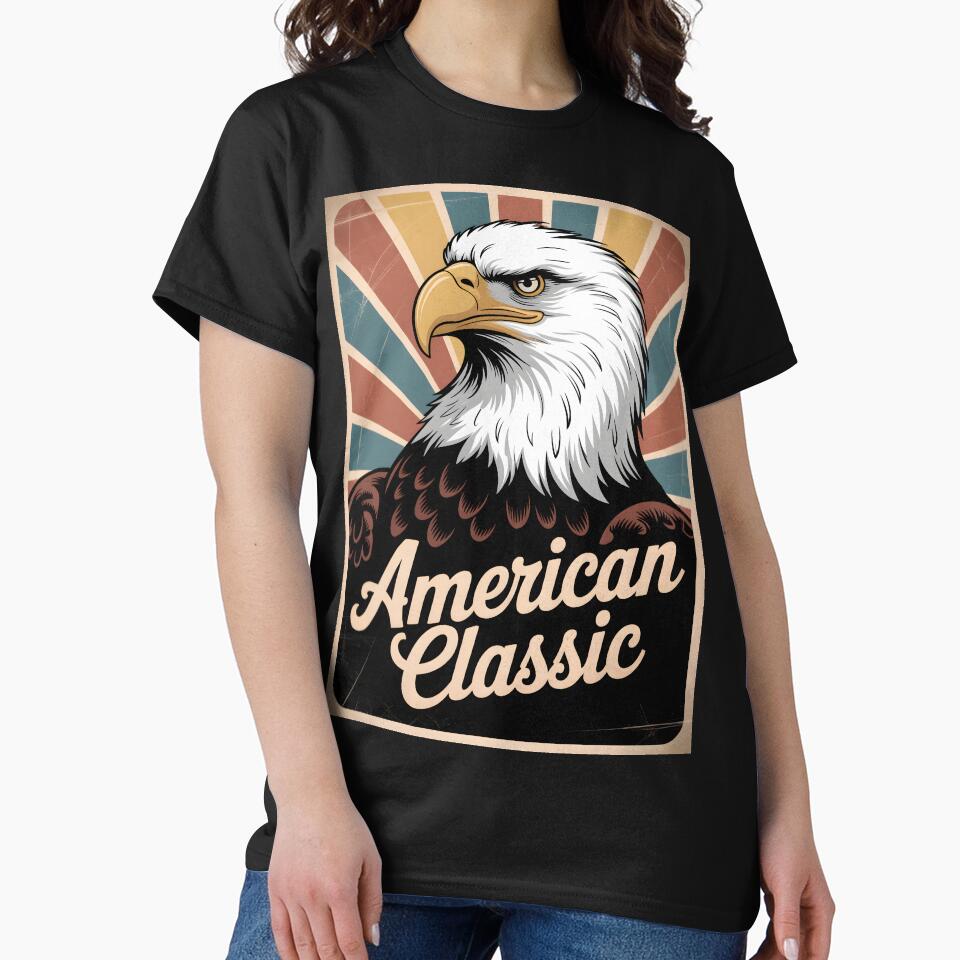 Vintage 1970s Bald Eagle — Retro Americana Sunburst Art by OldGloryForge