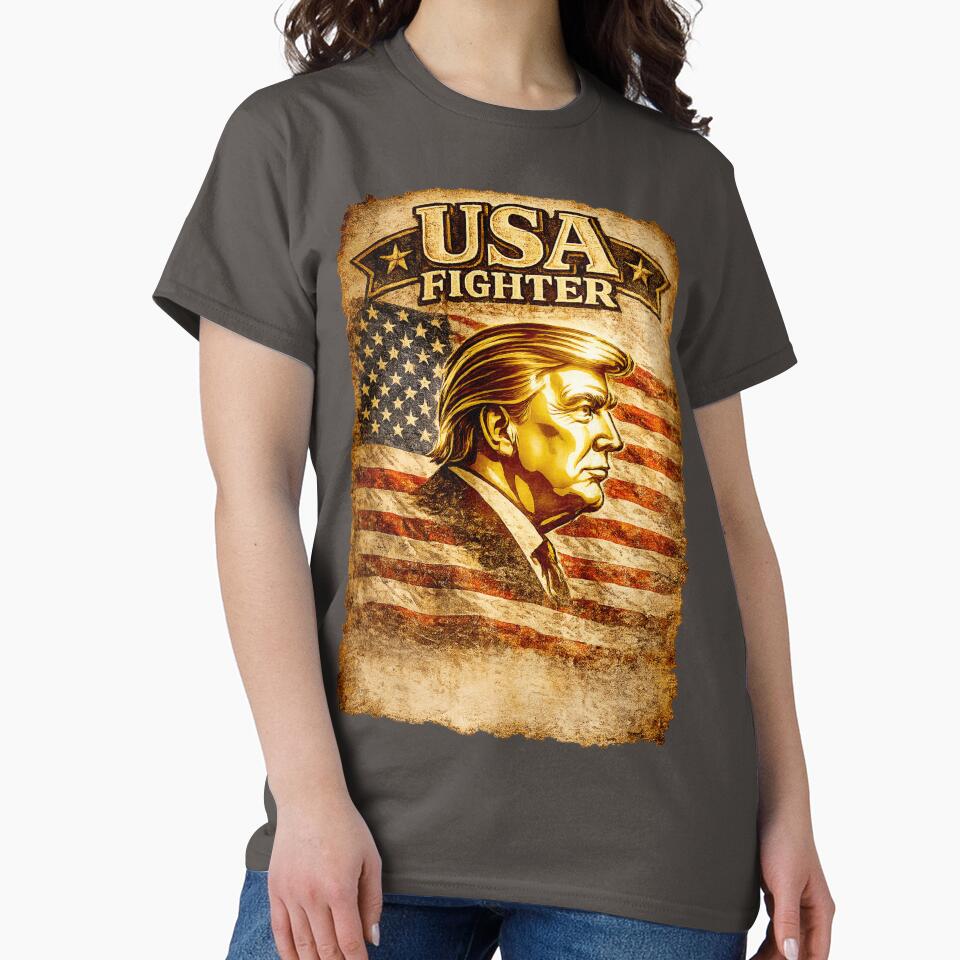 American Fighter Vintage Patriotic Design | USA Flag Graphic | Patriotic T-Shirt, Sticker & Gift by Kittcatking