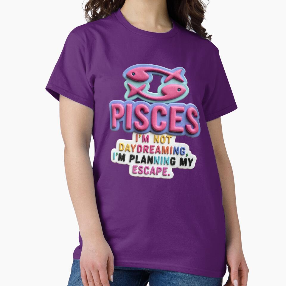 pisces I'm not daydreaming colorful typographic zodiac design by SmashingDeals