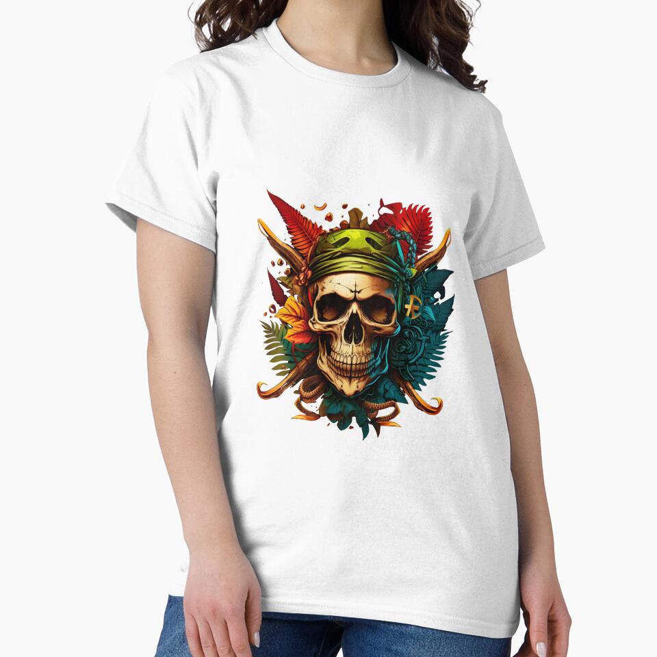 Skull with bones behind pirate logo style bright, colorful by VAXANA