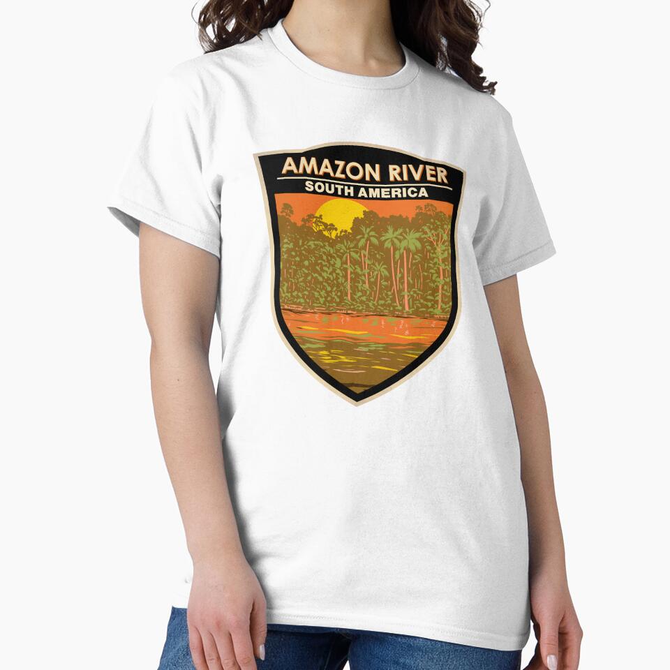 Amazon River Sunset South America Travel Art Badge by KrisSidDesigns