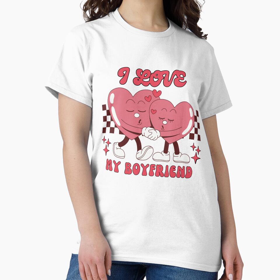 I Love My Boyfriend – Cute Retro Heart Valentine & Anniversary Gift by PrintistryArt