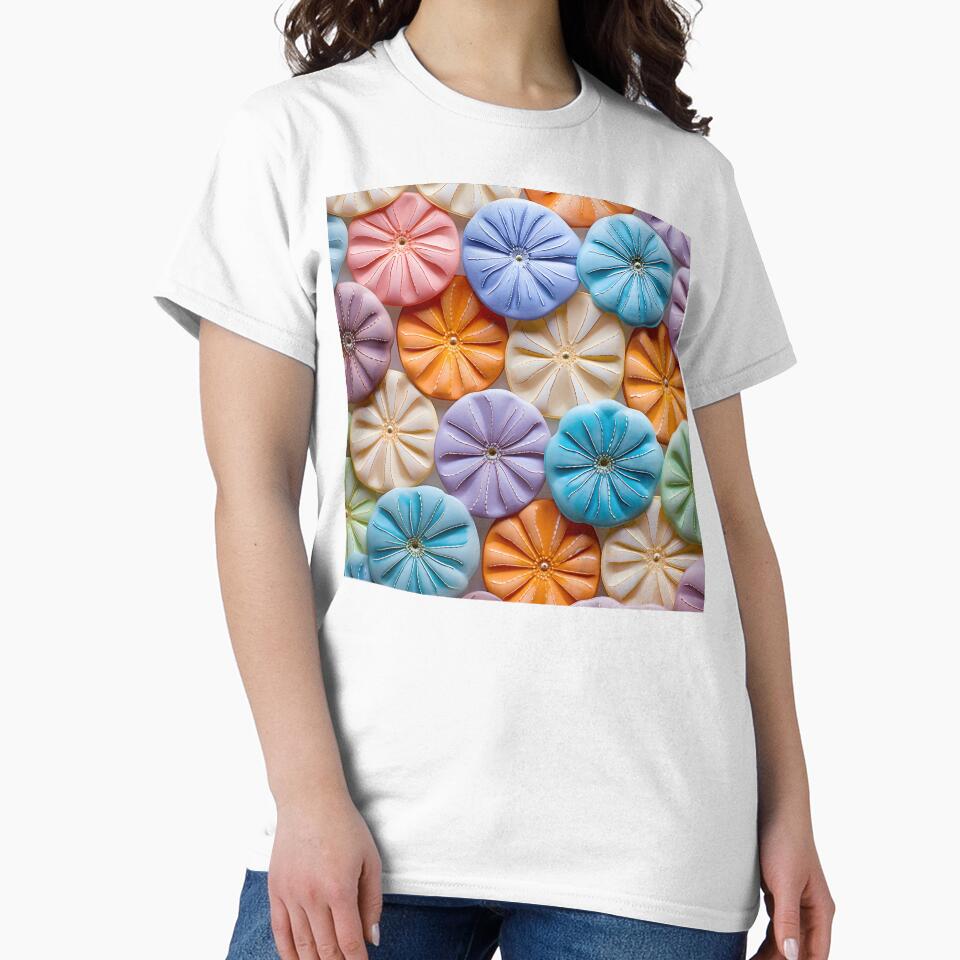 Colorful sand dollar collage print by dcrc