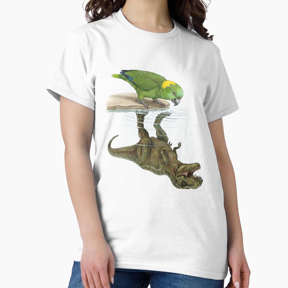 Funny Yellow Naped Amazon Reflection T Rex Dinosaur Parrot Mom Dad Lover by DoodleTortle