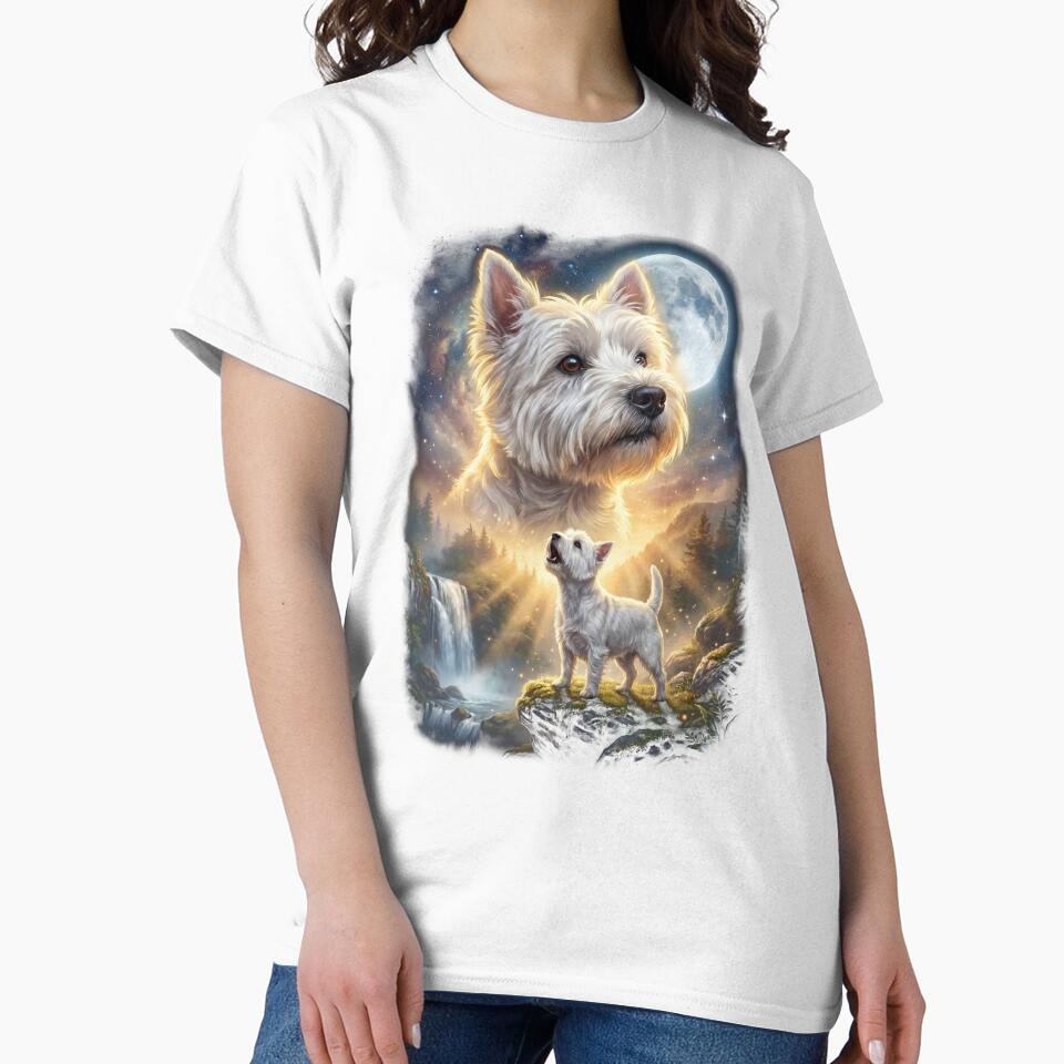 West Highland White Terrier Howling Moon Art Dog Lover by DoodleTortle