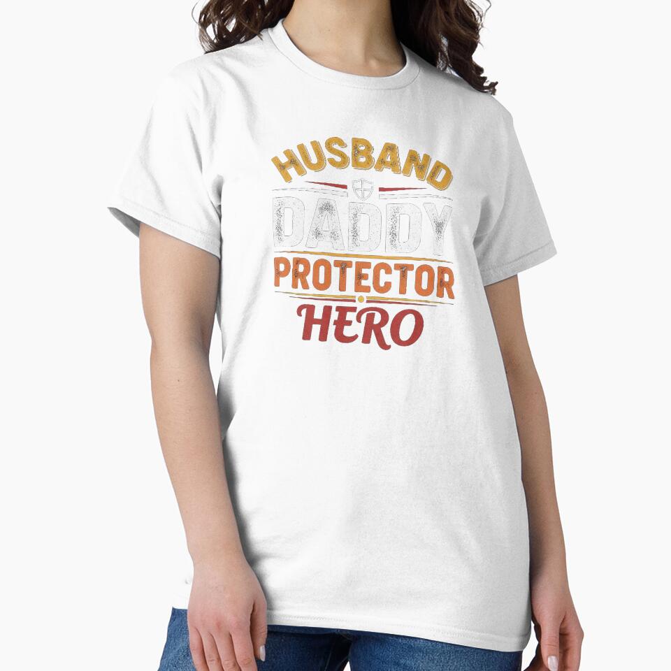 Husband Daddy Protector Hero Simple Funny Father Quote by Designs-RZ