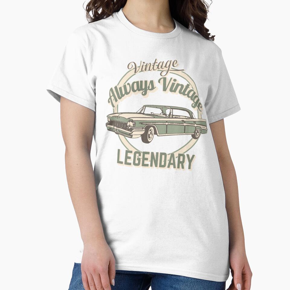 Always Vintage Legendary Pale Green Car Design And Slogan by TrulyEpoque
