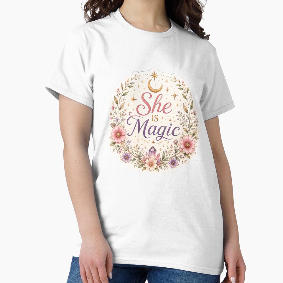 She is Magic Celestial Floral Moon Feminine Boho by CasadiFrequenza