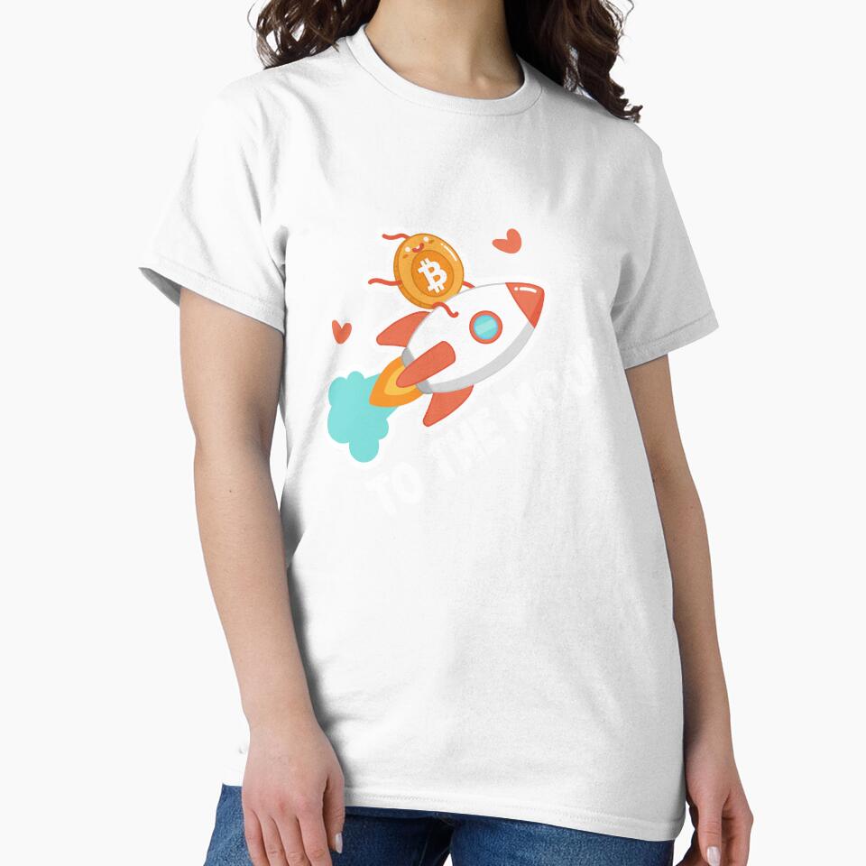 Cute to the Moon Bitcoin Rocket Ship by mkzmerch