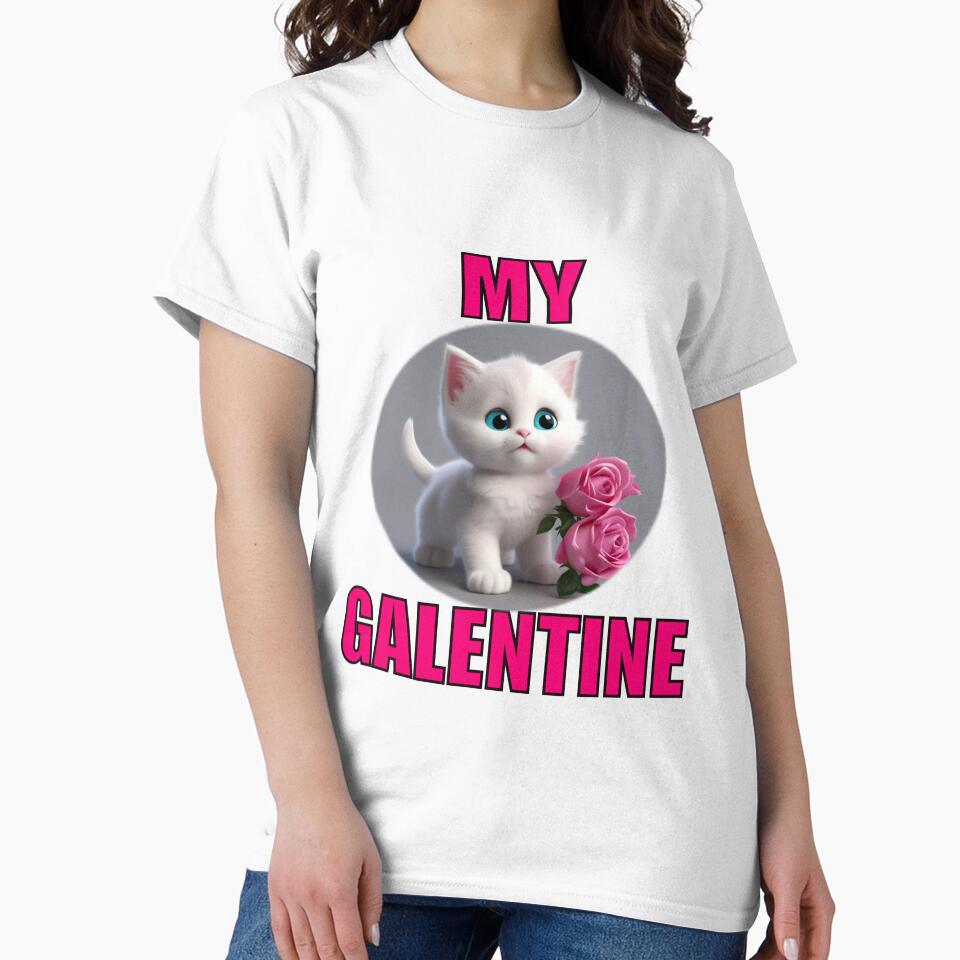 2 Pink Roses and Soft Super Cute white kitten on Galentines day and Galentines party, gift idea for Galentines day by sailorsam1805
