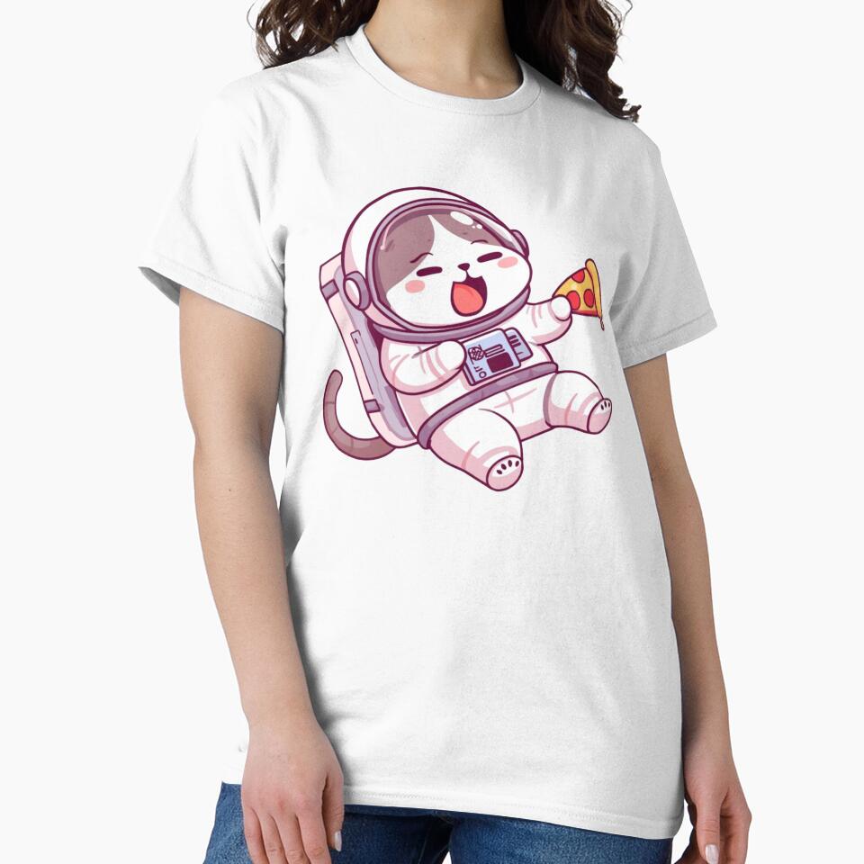 Cute Astronaut Cat Eating Pizza by ItzLacarth