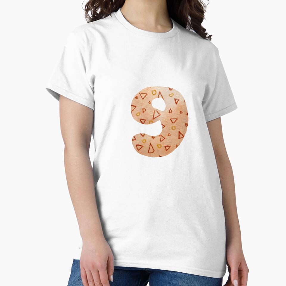 Number nine textured peach a watercolor sketch black by Yana Mustafina | Boho Soulful Designs