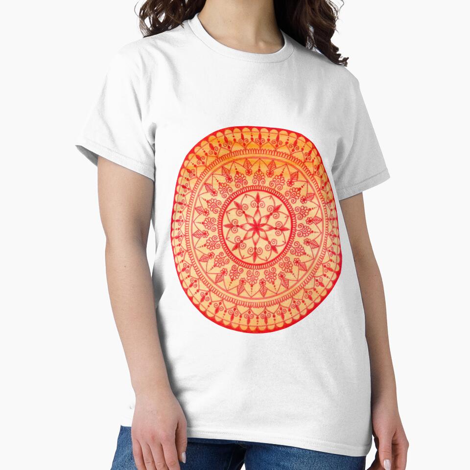 Hand Drawn Red And Orange Mandala by Zedart