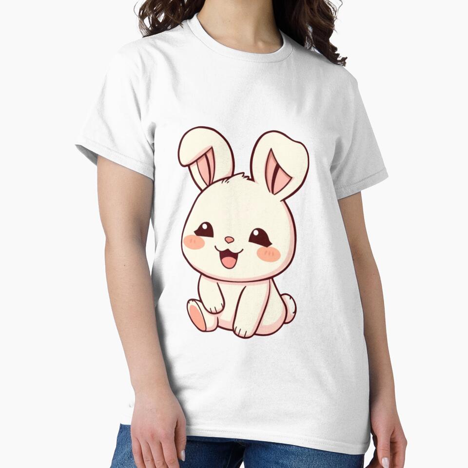 Cute Happy Bunny Kawaii Illustration ? | Chibi Rabbit PNG for Stickers, T-Shirts & Gifts by CozyPops