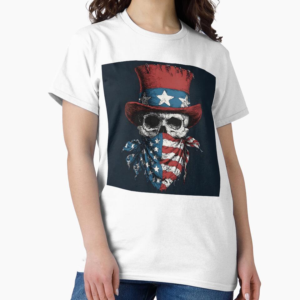Tattoo art patriotic skull with tattered hat by dcrc