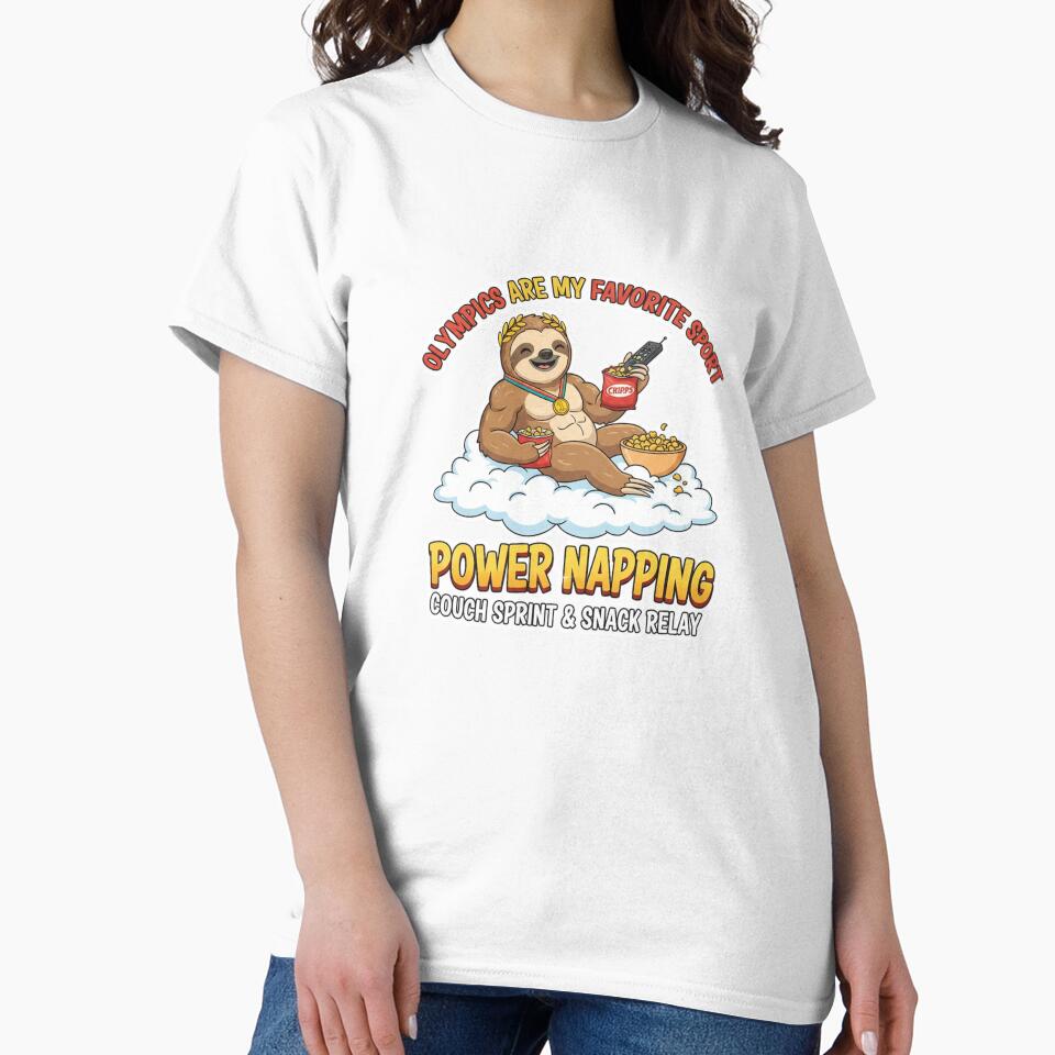 Olympics Are My Favorite Sport – Power Napping Sloth Funny T-Shirt & Sticker Design by Sushikidsntod