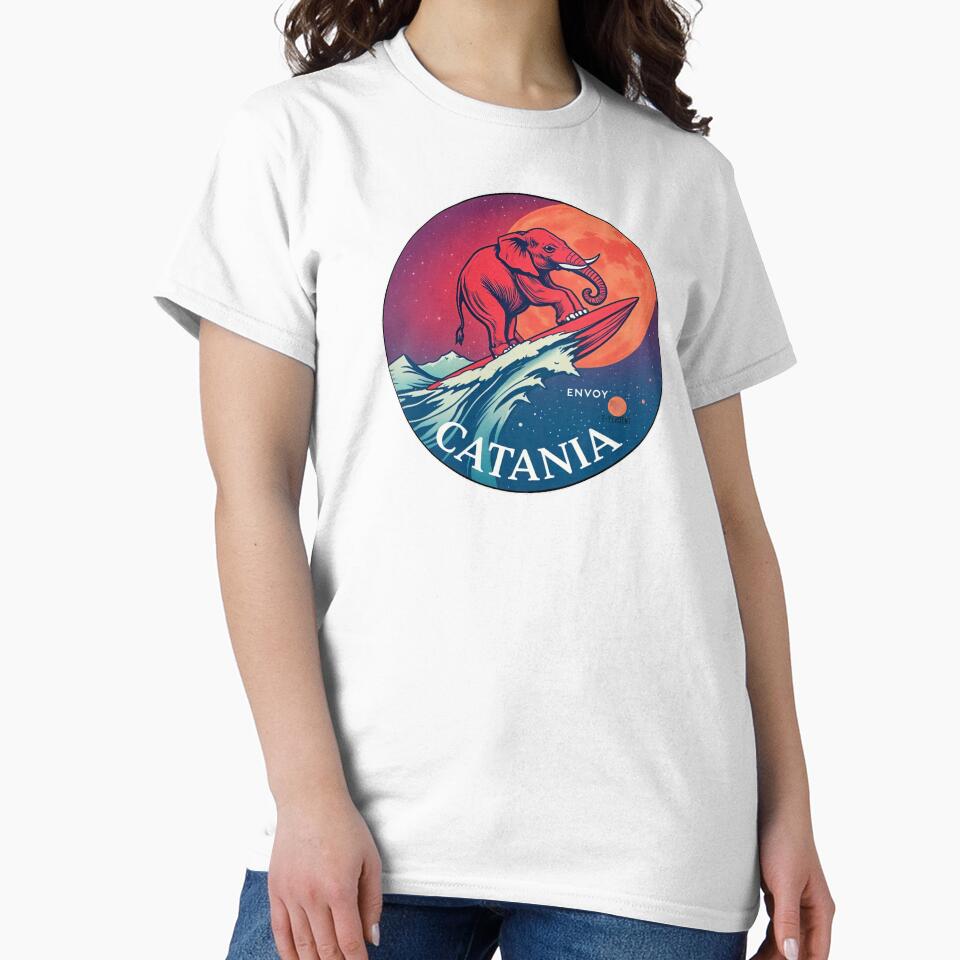 Elephant Surfing Under the Moon - Catania Sicily Streetwear Art by T-Vergent