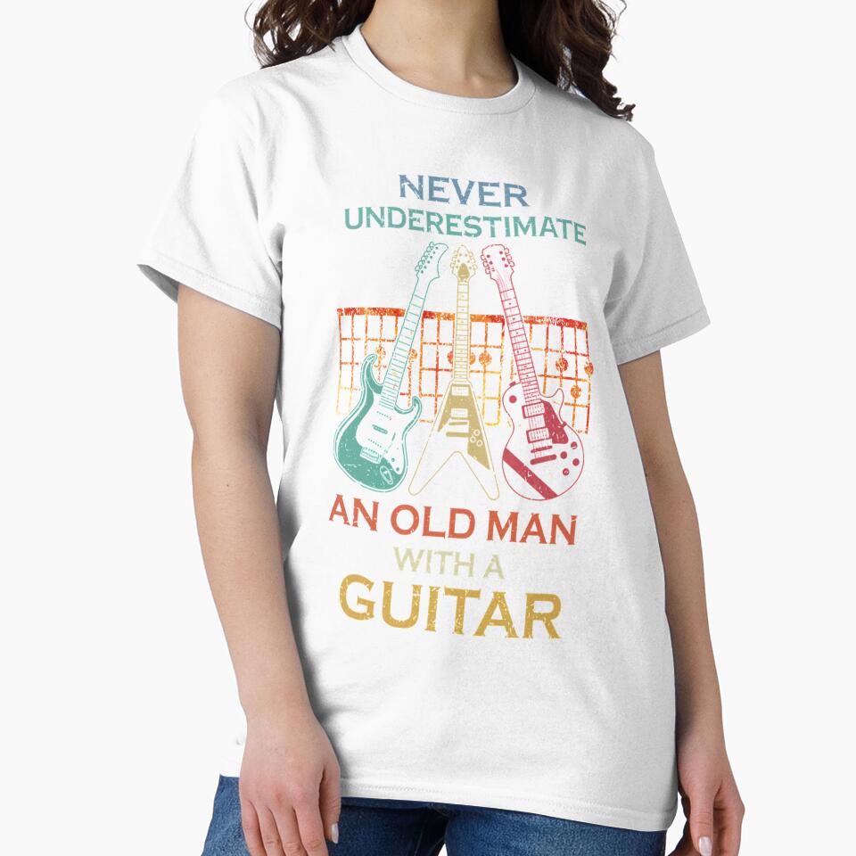 Men Women Guitarist Shirt Never Underestimate Retro Vintage by OnTheRunFinds
