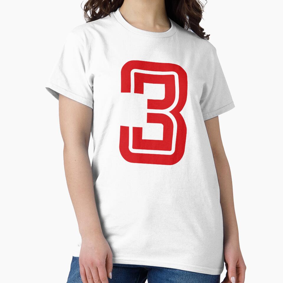 No. 3 / Player Number Three / Football Player Number 3 (Red on Black) by STUDIO-72