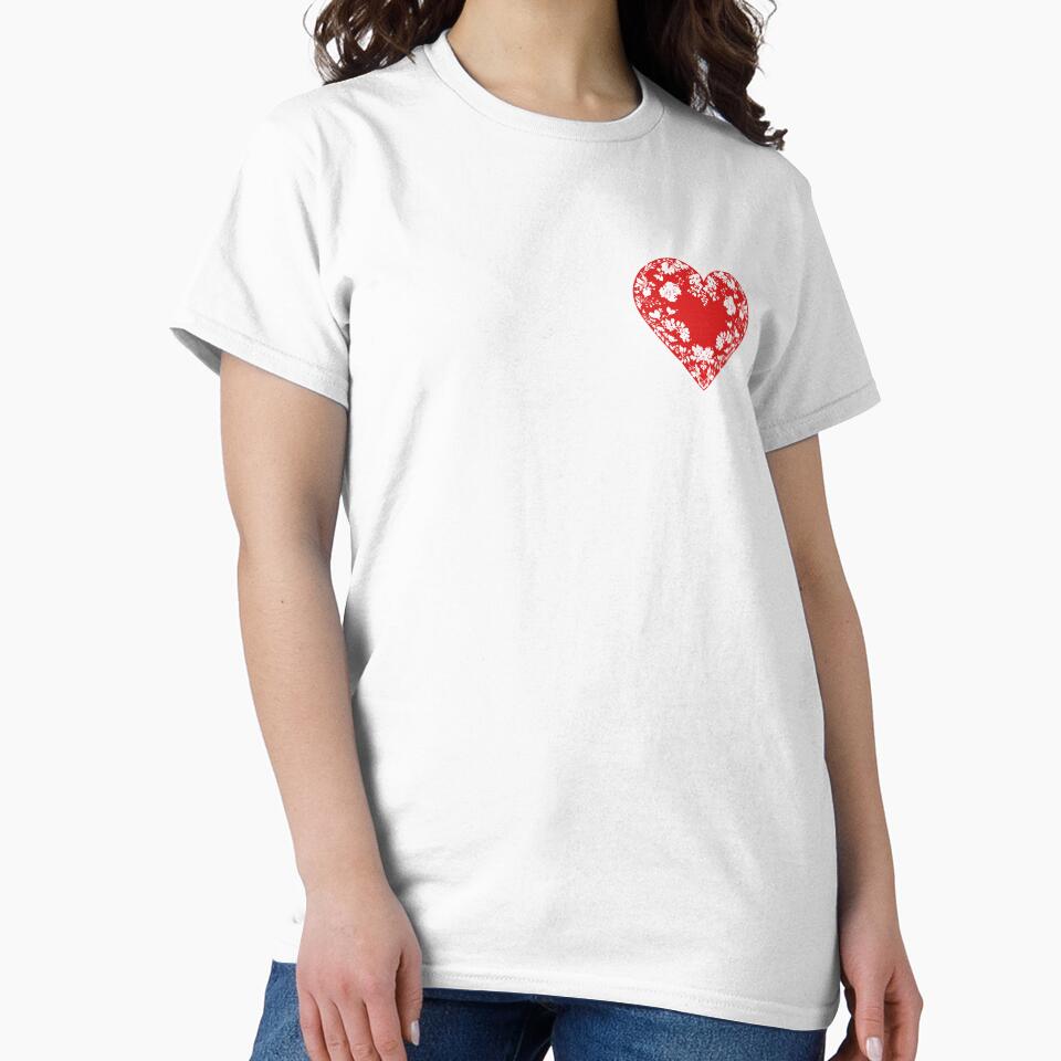 Valentine's Day Heart Boyfriend Girlfriend Red Floral Pocket by SStarDesigns
