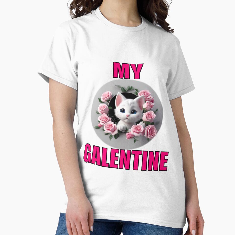 Pink Roses and Soft Super Cute white kitten on Galentines day and Galentines party, gift idea for Galentines day by sailorsam1805
