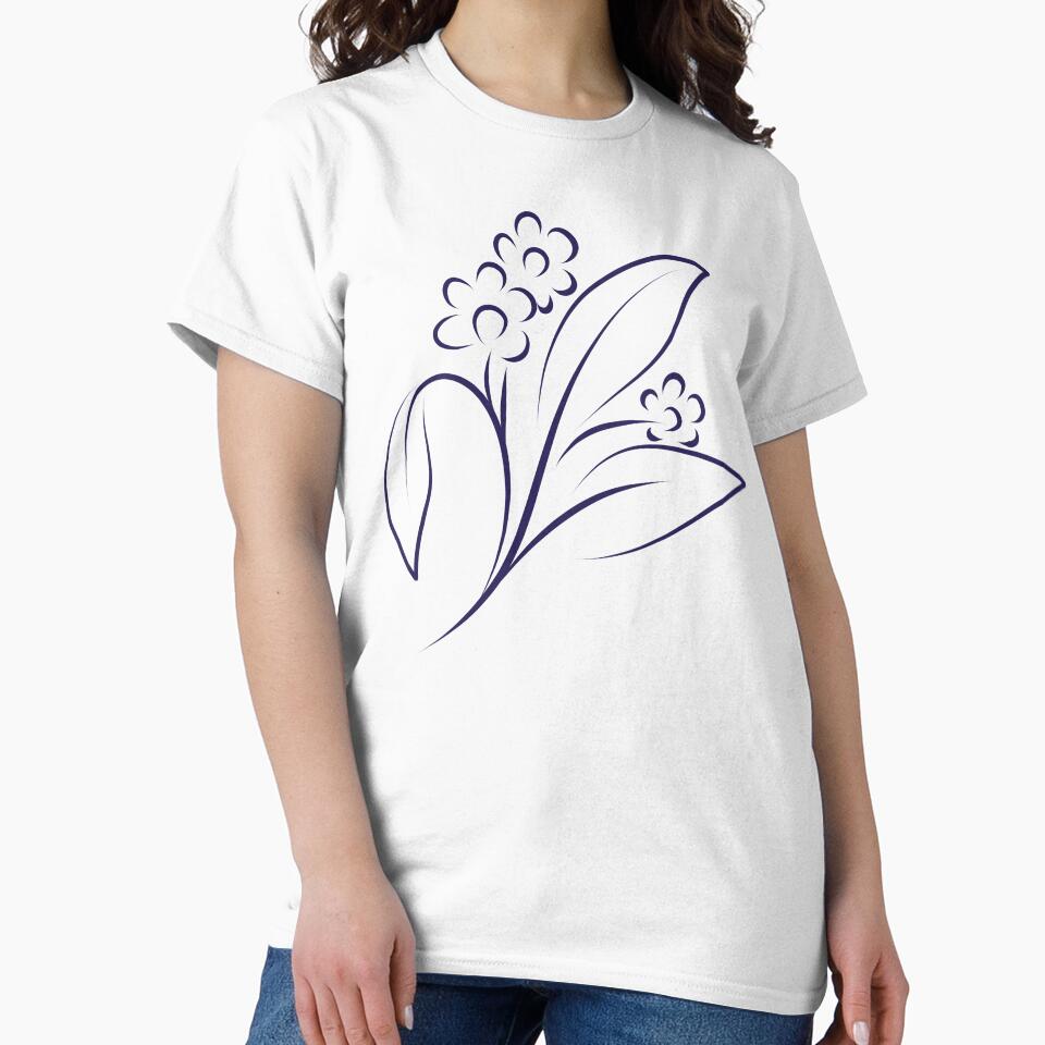 Flower branch line art, hand-painted by KaitoArtDesigns