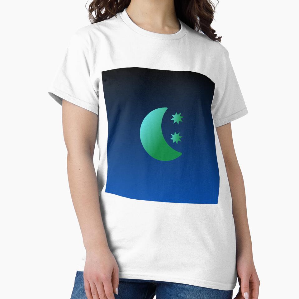 Blue and Green Gradient Crescent Moon and Stars with Gradient Sky by ShaunSandhu