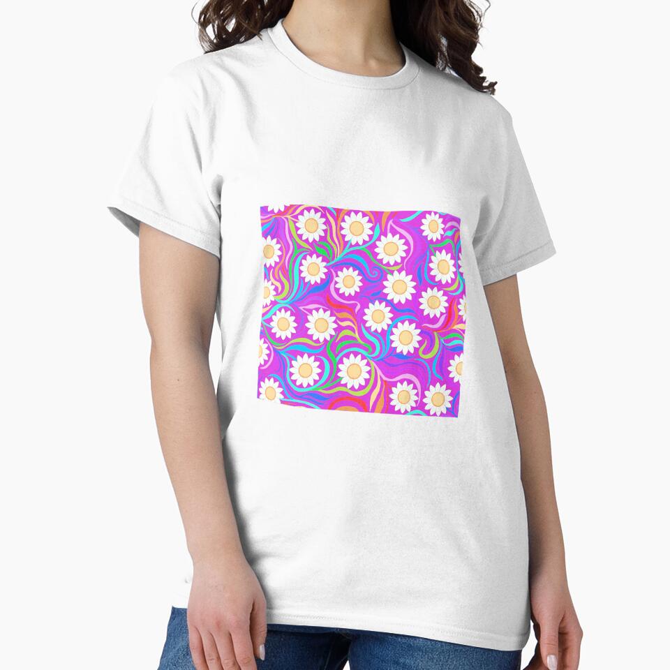 Rainbow daisies on pink by QuirkyCraftz