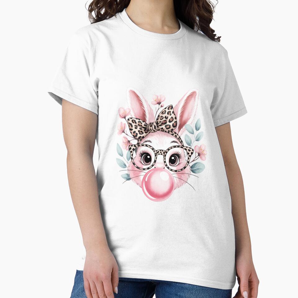 Leopard Print Rabbit Bunny Blowing Bubble Gum Easter Day by FaithAbbott