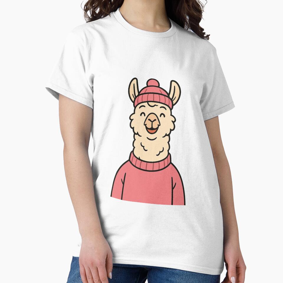 Llama in Pink Sweater and Hat – Adorable Casual Animal by Confuzz1ed