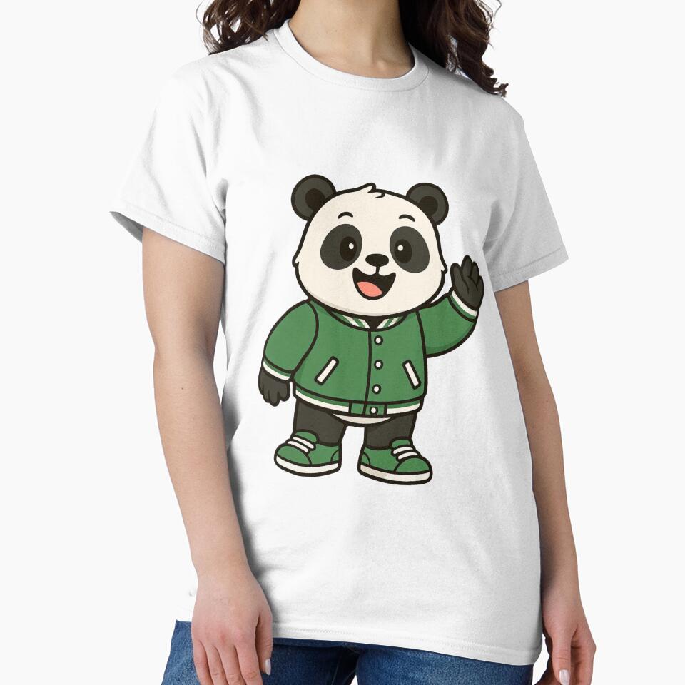 Panda in Green Varsity Jacket – Cool Cartoon Animal by Confuzz1ed
