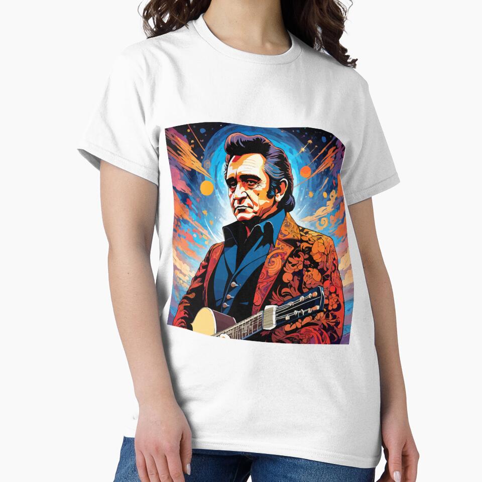Johnny Cash Hurt With Guitar On A Trippy Background by clon-dot-net