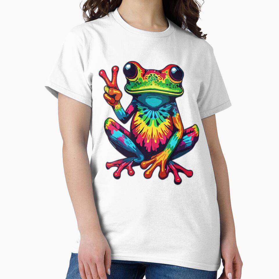 Tie-Dye Frog Peace Sign Hippie 70s by Artistoos